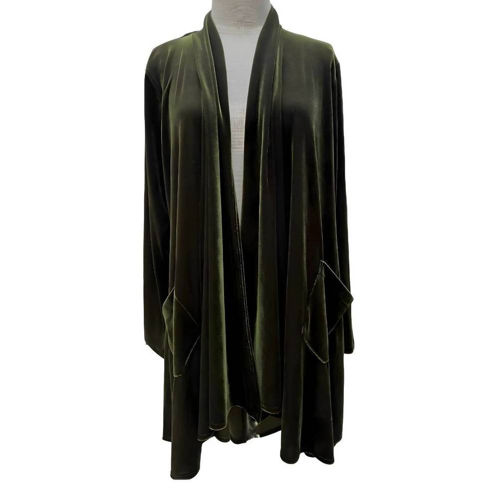 NEW STAPLES velvet cardigan in olive